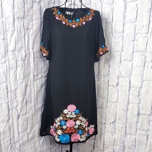 Liang Y Fang Elegant Black‎ Midi Dress with Timeless Appeal Large